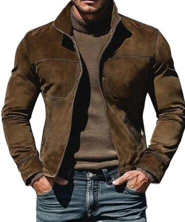 Men's Suede Stand Collar Jacket