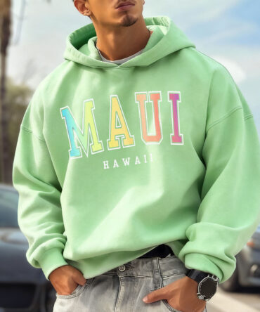 Unisex Oversized Surfing Place Name College Style Logo Print Casual Hoodie