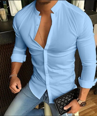 Men's Casual Fashion Stand Collar Shirt