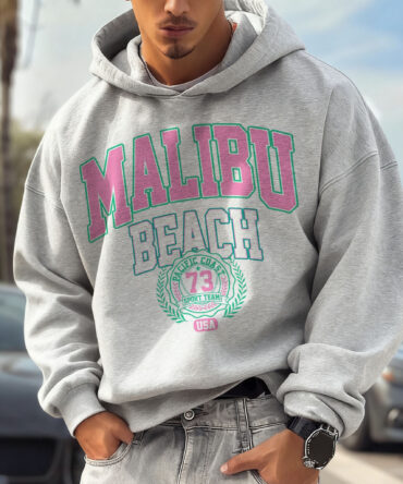 Unisex Oversized Surfing Place Name College Style Logo Print Casual Hoodie