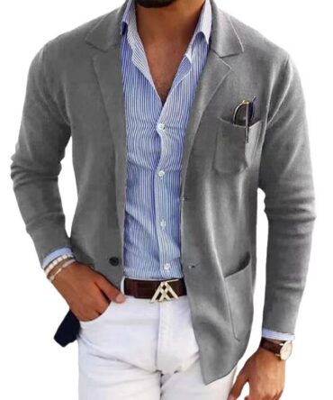 [Flash Sale] Men's Casual Notch Lapel Single-breasted Slim-fit Knitted Blazer