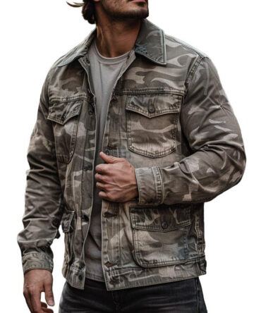 Men's Casual Outdoor Washed Camouflage Multi-pocket Cargo Jacket