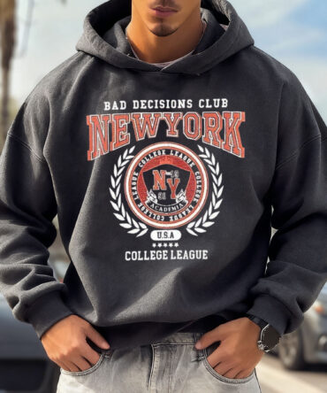 Unisex Oversized Surfing Place Name College Style Logo Print Casual Hoodie