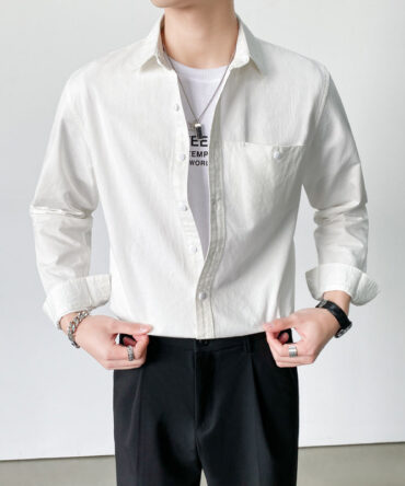 Spring New Light Mature Style Long-Sleeved Shirt Young Men Handsome Temperament Casual
