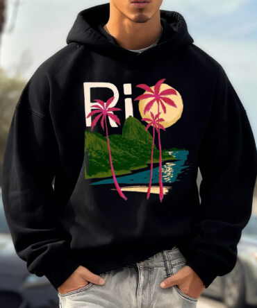 Unisex Oversized Surfing Place Name College Style Logo Print Casual Hoodie