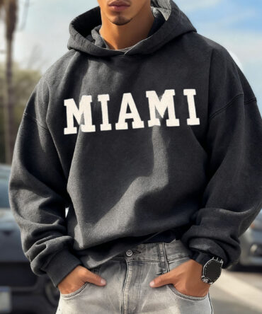 Unisex Oversized Surfing Place Name College Style Logo Print Casual Hoodie