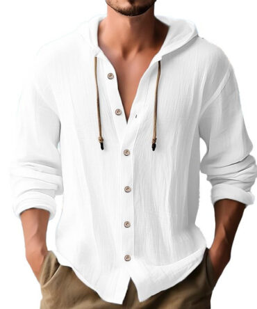Men's Solid Color Single Breasted Long Sleeve Hoodie